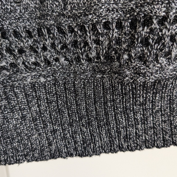 Nine West Vintage America Open Crochet 3/4 Sleeve Sweater PL (Petite Large) Grey - Picture 6 of 9